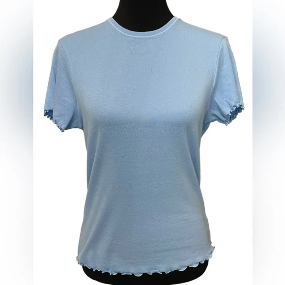 2013 New ~ SKIMS ~ Curvy Pointelle T-Shirt with Ruffle Edge Size XL LOGO ** - Picture 2 of 6